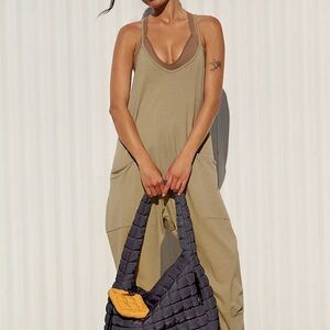 Free People Quilted Carryall Graphite Woven Shoulder Bag